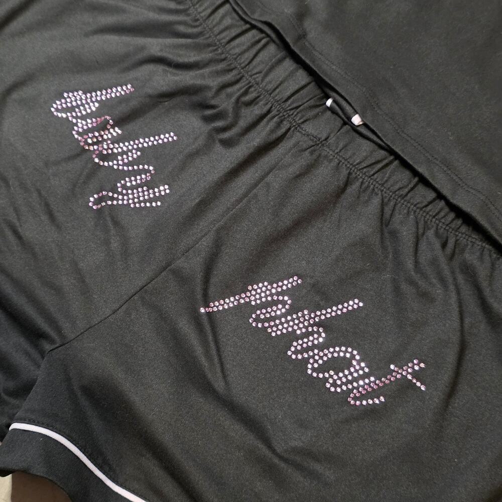 Baby Phat Women's Black pink Button-Front Collared Pajama Shorts Set Size M Y2k